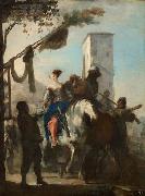 Johann Heinrich Schonfeldt Halt vor dem Gasthaus oil on canvas